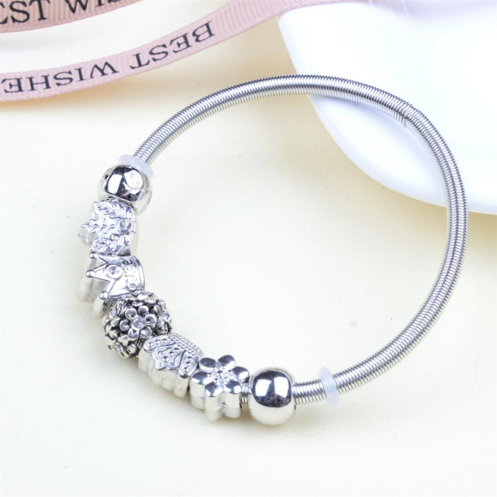 Beaded Bracelet Bangle Multi Element Stainless Steel Copper Alloy Open Spring Snake Bone Chain