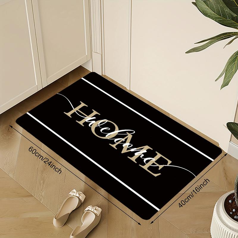 

Modern HOME Welcome Rug Black Gold Entryway Doormat NonSlip Easy Clean Stylish Decor Carpet for Living Room Bedroom Pet Friendly 40X60cm