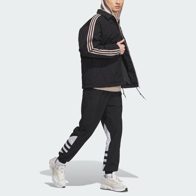 Adidas Originals Classic Sport Hooded Jacket With Letter Embroidery And Stripe Color Block Men Outerwear Black IW6284