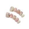 10Pcs Hamdmade Press on Nails Cat Eye Pink Hand-Painted Bouquet Cat Fake Nail Bean Nails Detachable Wearable Nail for Women