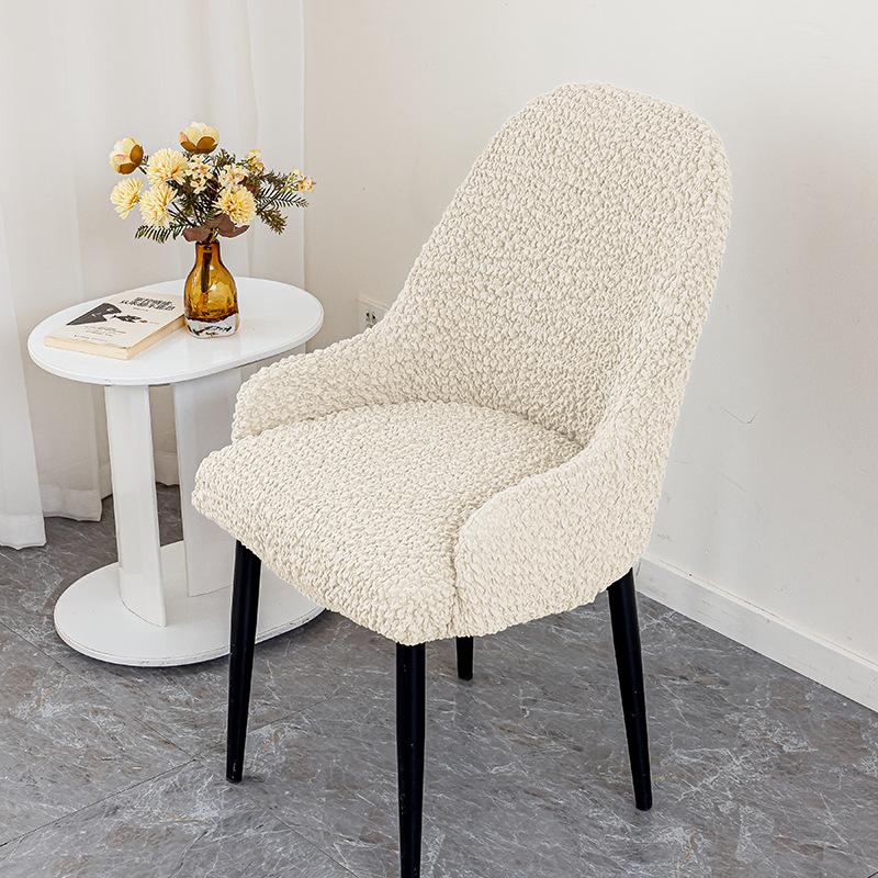 

High Backrest Dining Chair Cover Elastic Korean Bubble Wrinkled Fabric Non-slip Seat Cover Chair Protector Cat Scratch-proof 1 piece