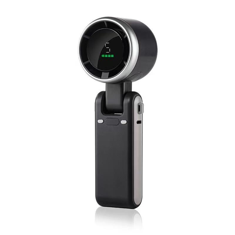 2025 Mini Folding N607 Turbocharged Handheld Fan with Digital Display 62x55x175 MM