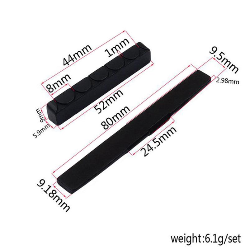 2 Pcs/set Saddle Nut Ebony Upper Nut(52x6x9mm) + Saddle (80x3x9/8mm) for Classical Guitar