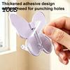 Hair Tie Holder Hook Rotating Butterfly Adhesive Wall Hooks, 3-Prong No-Drill Swivel Hangers, with Key Adjustable Angle Space-Saving Hook, for