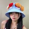 Wide-Brimmed Hamburger Fisherman Hat Breathable Cartoon Sunshade Hat Sunscreen Basin Cap Travel