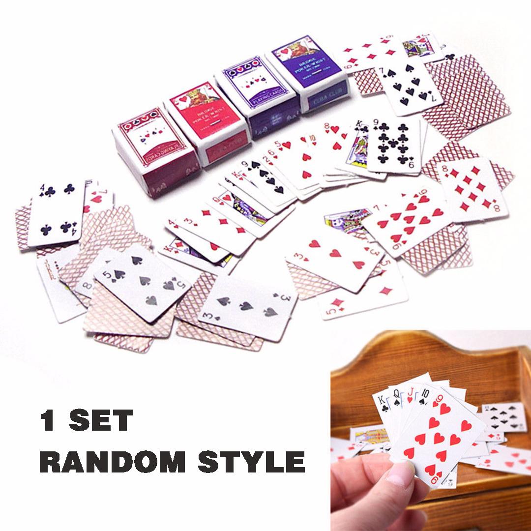 

ПДТО 1 Набор 1:12 миниатюрных кукольных домиков, милые мини-игральные карты для покера, случайный стиль