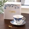 Elegancki zestaw filiżanek do kawy z porcelany w kolorze niebieskim i białym Shangqi