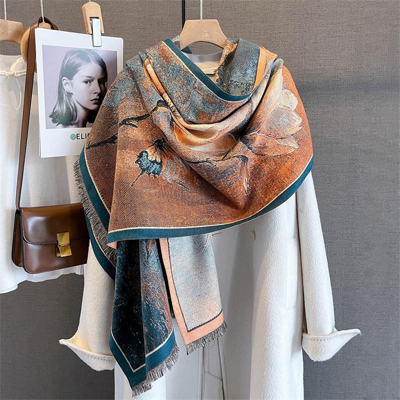 New Winter Shawl Scarves Wrap  Design Cashmere Scarf Women Warm Fashion Pashmina Femal Poncho Neckerchief Echarpe Bandana