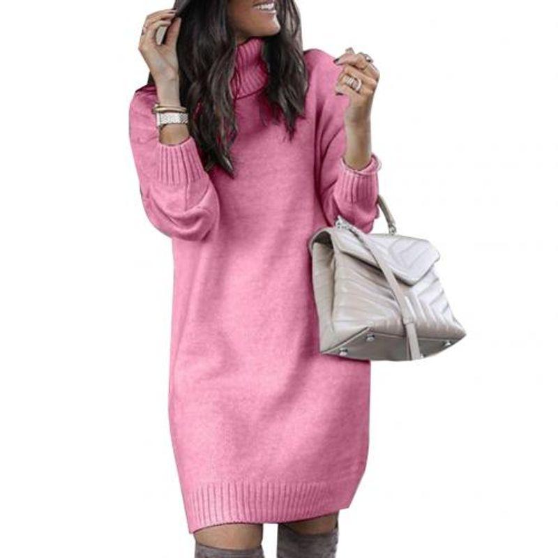 

Mid Length High Neck Jacket Short Skirt Mid Length Long Length Turtleneck Outwear Skirt Pink XL