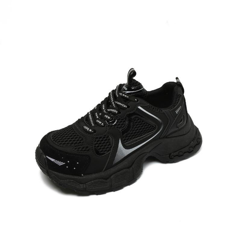 Retro contrasting color splicing platform shoes women's new fashionable versatile comfortable breathable casual sports shoes