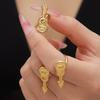 Stainless Steel Adjustable Wedding Rings Dating Rings Guitar Shape Delicate Finger Jewelry for Woman and Man Present