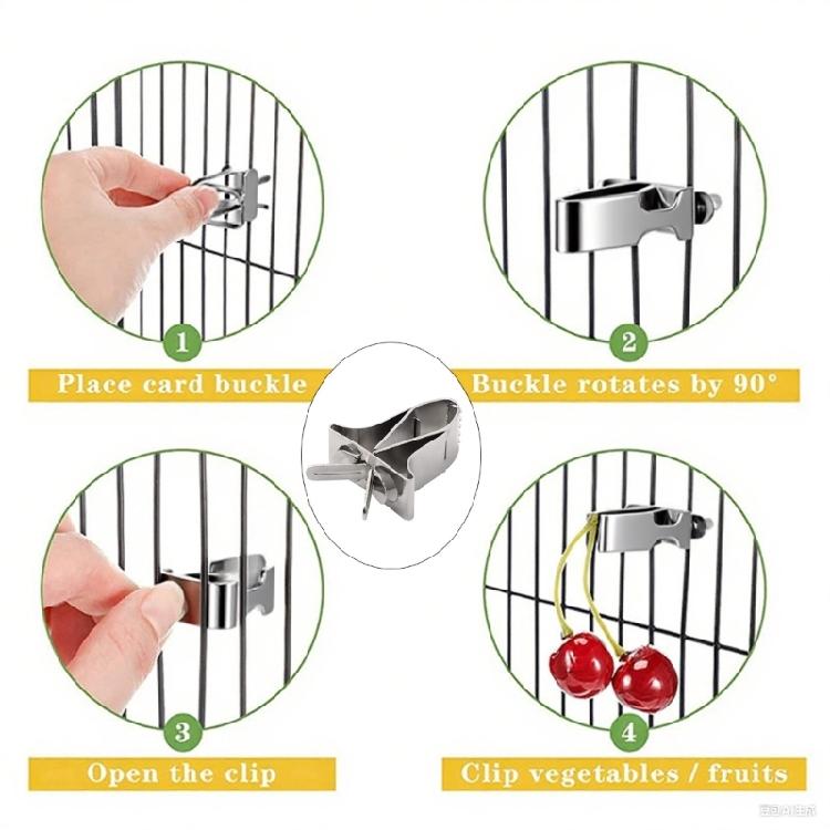 3PCS Metal Bird Feeder Quick Installatioin Design AntiWaste Food Feeding Clip Fruit Vegetable Clamp for Birds Rodents