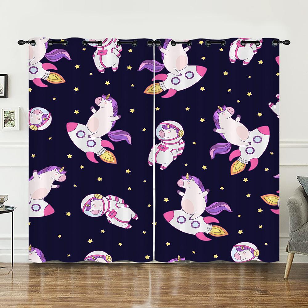 Curtains Bedroom Curtains Digital Printing Astronaut Planet Starry Sky Blackout Curtains