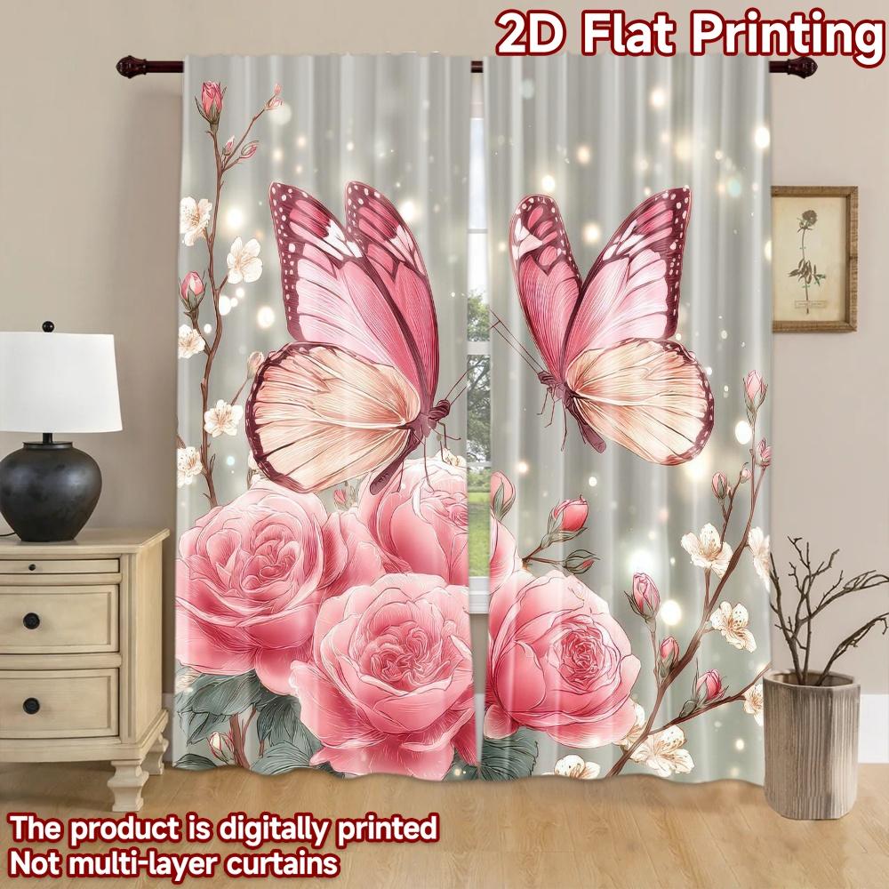 2D Flat Photography Backdrop Popular Party Party Backdrop Butterflies and Roses 100% Polyester Birthday Party Perfect for