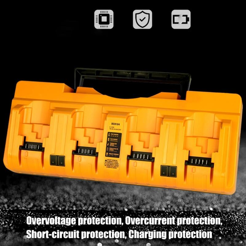 4 Channel Fast Charging Adapter For Dewil 20V Lithium Batteries With LED Indicators And Portable Handle ABS Construction