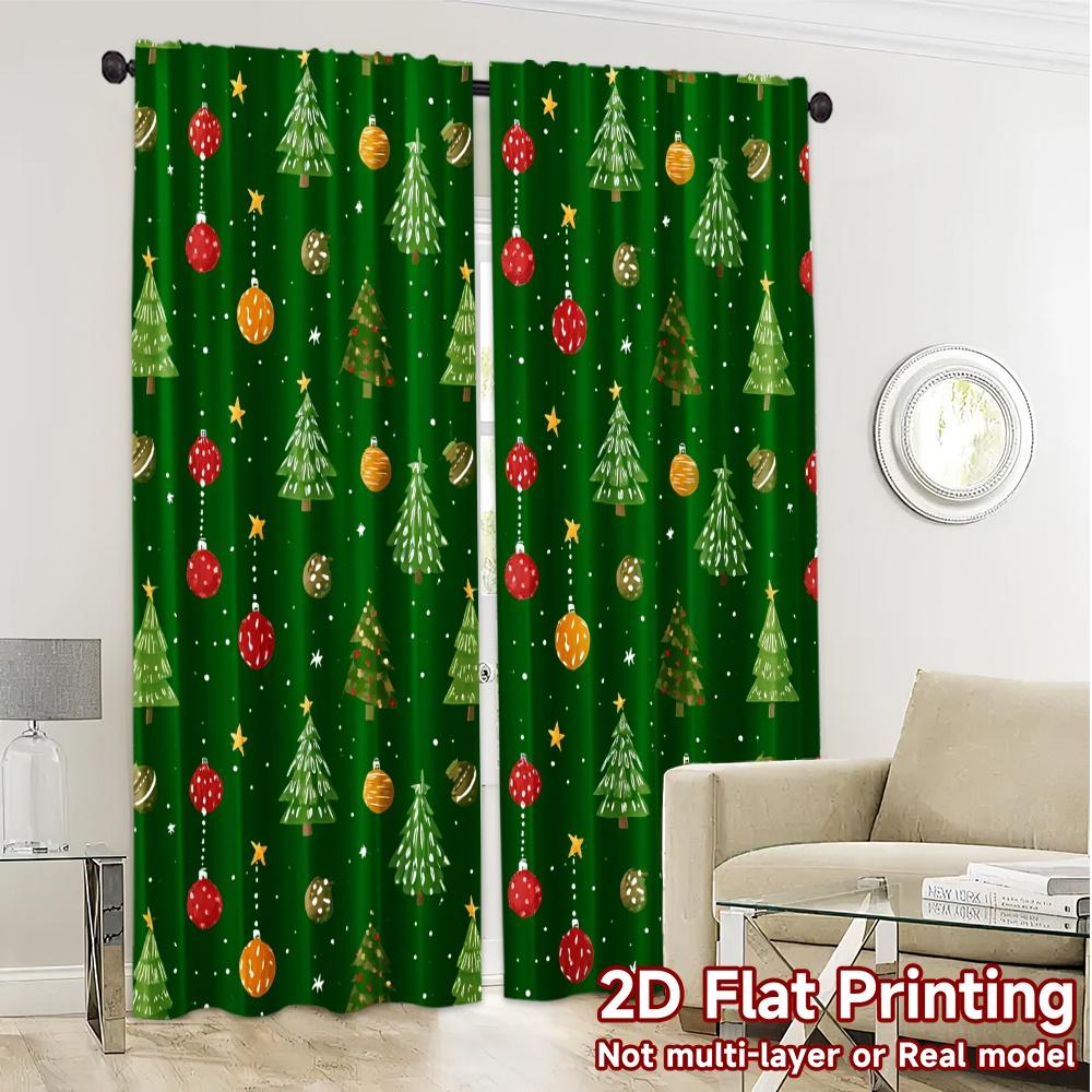 2D-Flachdruck JIT 2-teilige Vorhänge (Ohne Stange) FestlichesPaarWeihnachten (2) Beliebte Moderne Vorhänge Polyester Vorhänge