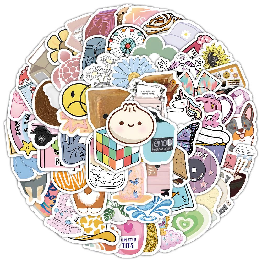 100 süße und frische Aufkleber zum Verzieren von Gepäckgriffen, Laptops, Tischplatten, wasserfeste Aufkleber für Kinder