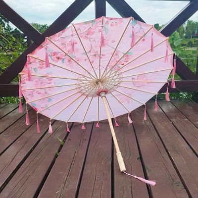 70cm Silk Fabric Tassel Umbrella Handheld Chinese Style Classical Oil Paper Umbrella Rainproof Windproof Ancient Dance Umbrella