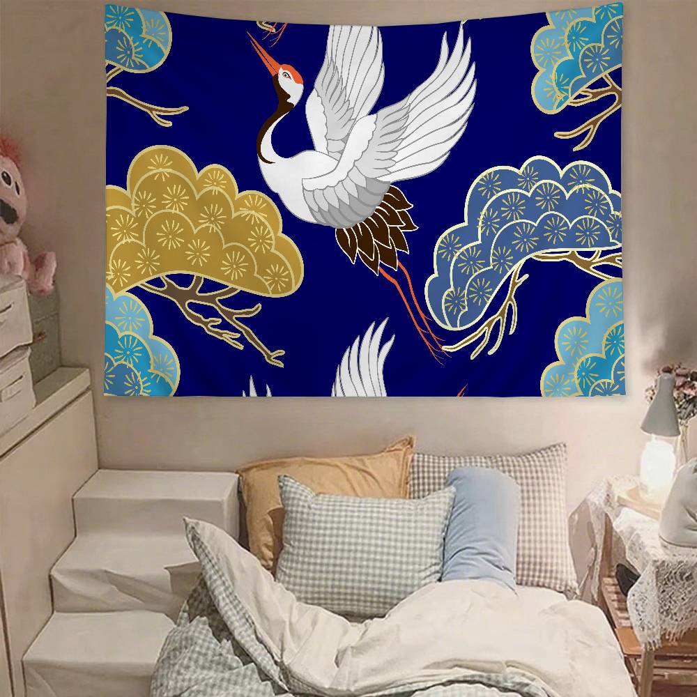 Crane Tapestry Wall Hanging Tapestry Art Deco Blanket Curtain Hanging At Home Bedroom Living Room Decor