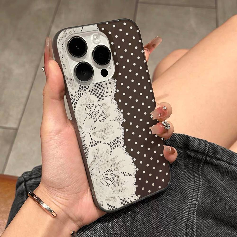 Lace Pattern For IPhone 16 15 11 12 13 14 17 Pro Max PLUS Pro Soft Corrugated Silicone Back Phone Case