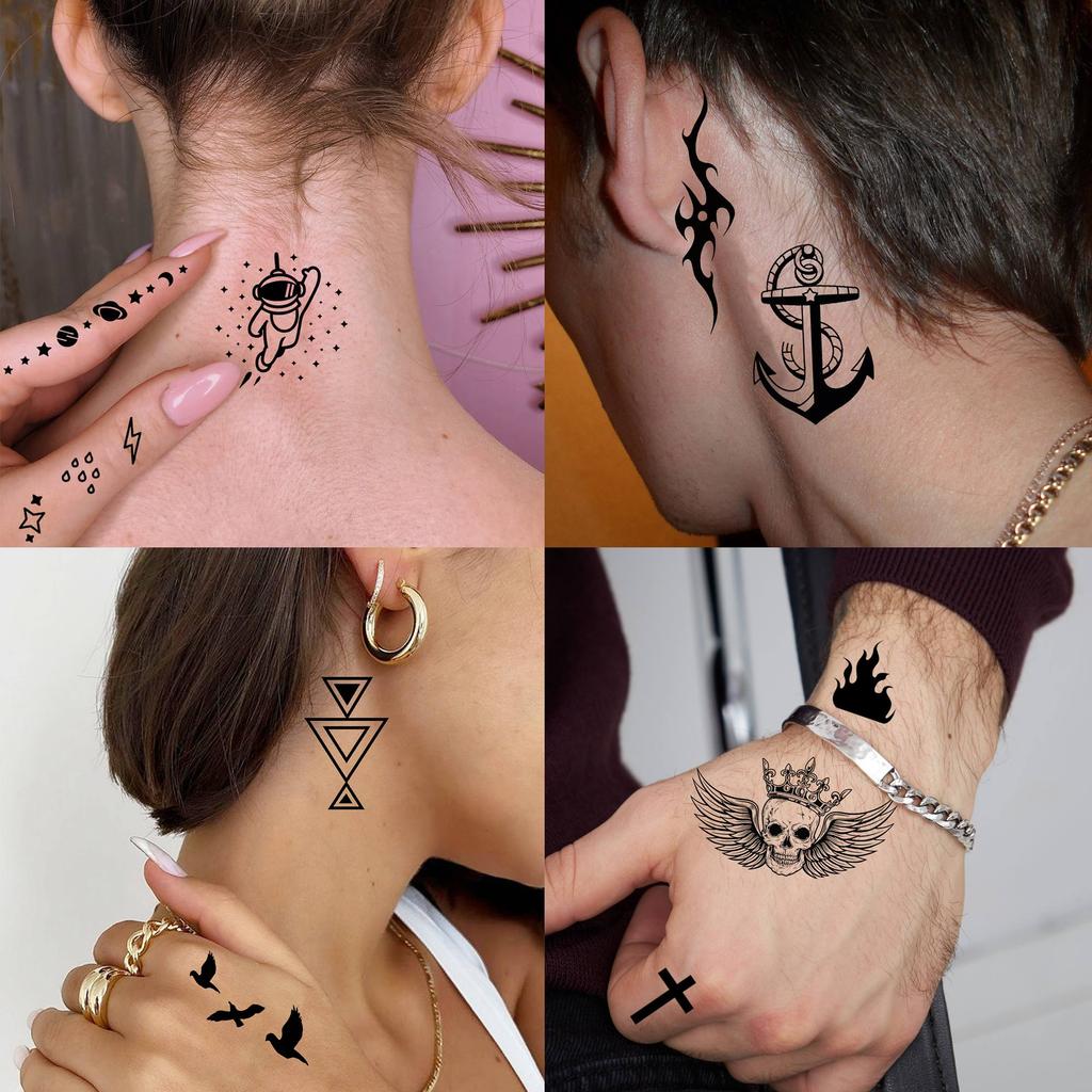 15 Blätter kleine temporäre Tattoos für Frauen Erwachsene Hände Hals Tattoo Aufkleber winzige frische Muster Mond Schmetterling gefälschte Tattoo Paste