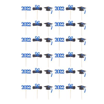 Lot de 3 inserts pour cupcakes de remise de diplômes 2022, en forme de chapeau de médecin enroulé dans un livre, noir et bleu.