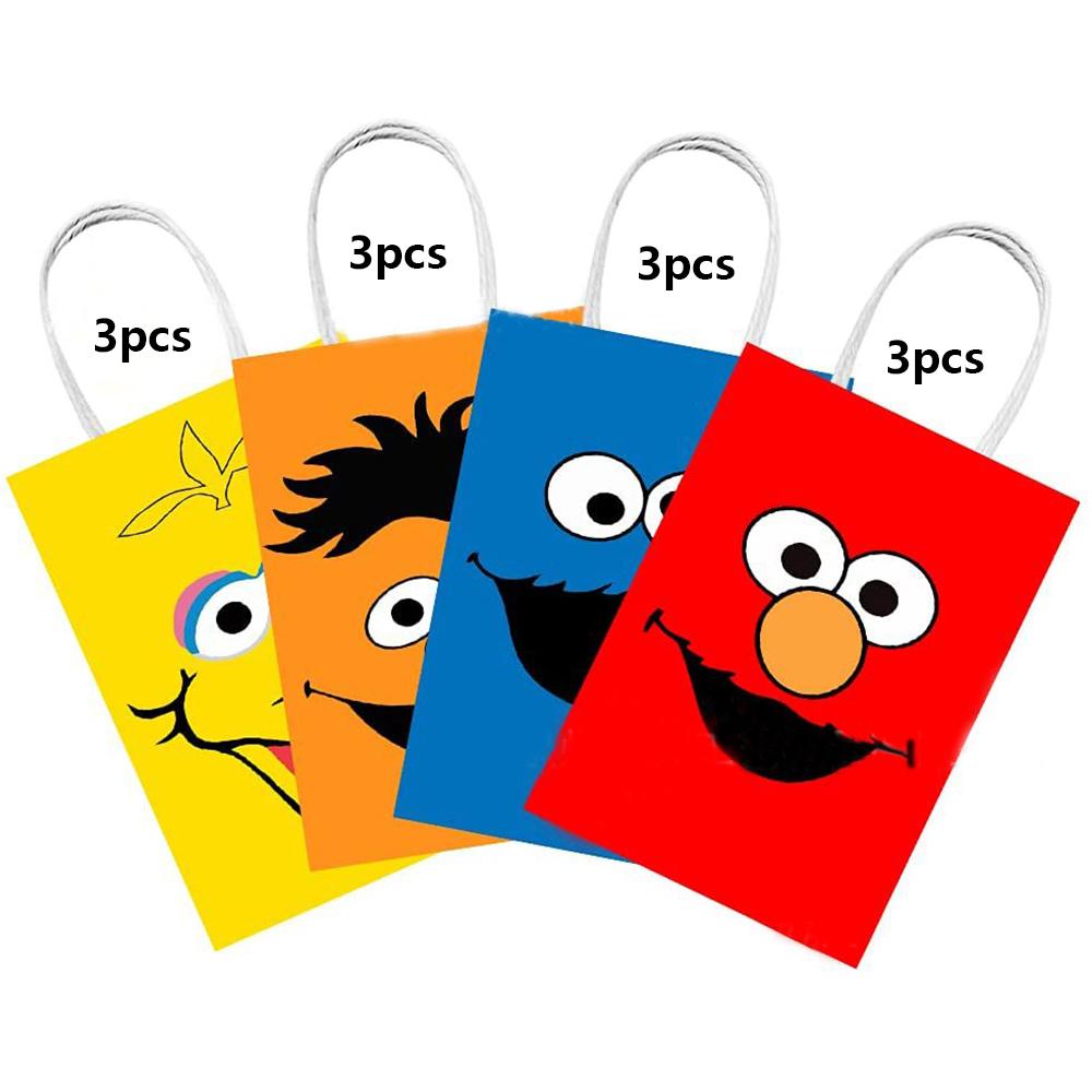 12 Sesamstraat feestzakjes voor spelletjes, kinderen en volwassenen, verjaardagsfeestdecoratie