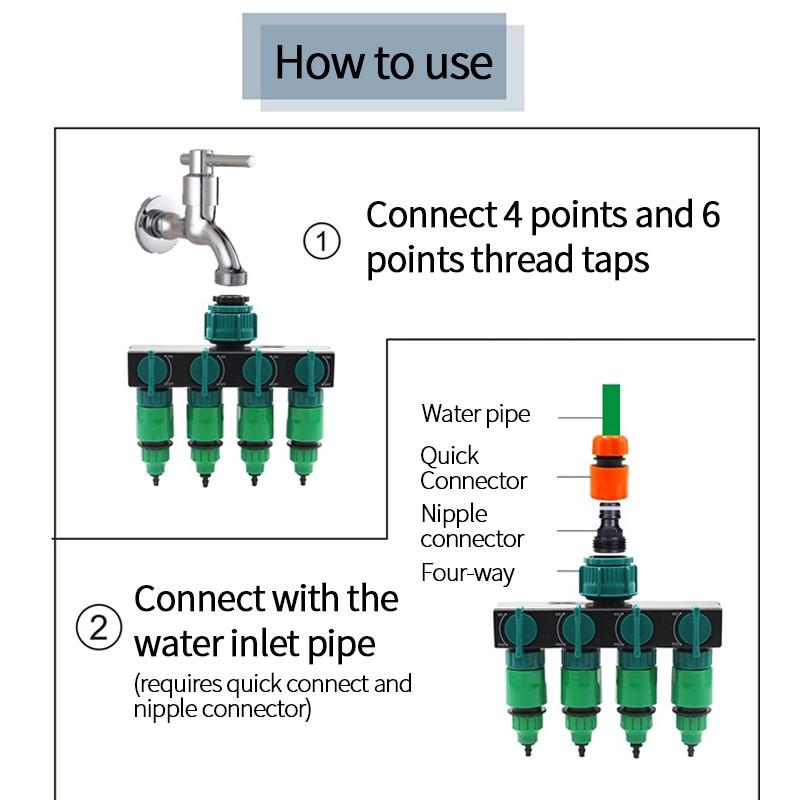 1 In 4 Out Faucet Adapter Garden Watering Lawn Maintenance Valve Diverter Tubing Tap Adapter
