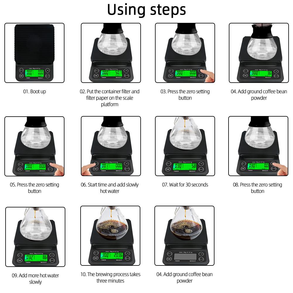 Digitale Kaffeewaage 3kg/0,1g 5kg/0,1g Küchenschmuck Gewicht Kaffee Wiegen mit Timer Hochpräzise LCD Elektronische Waagen