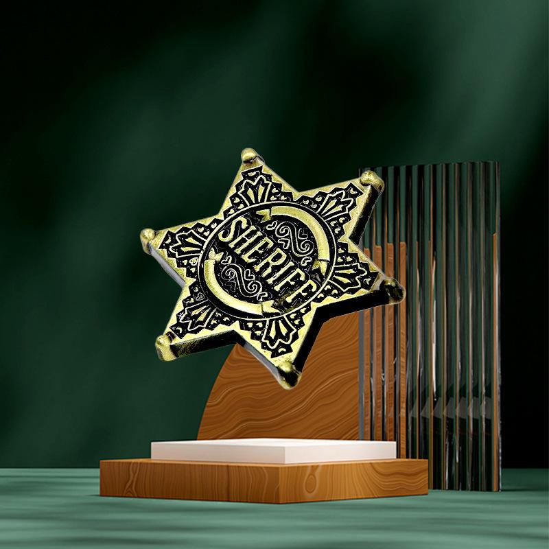 American Sheriff Hexagram Brooch: Creative Metal Jewelry Badge