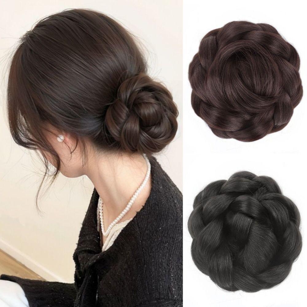 Fake Hair Flower Bun Head Wig Hair Extensions Claw Hair Bun Bridal Donut Chignon Women