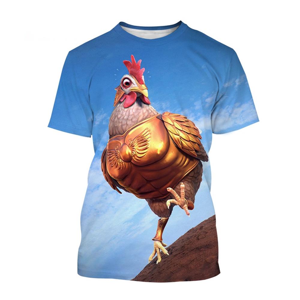 Fashion 3D Printed Cartoon Chicken Pattern T-shirts Street Funny Anime Top Casual Design Short Sleeved Men's and Women's Unisex T-shirts