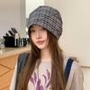 Plaid Padded Bucket Hat Female, Rhombus Quilted Thickened Bucket Hat Retro Plaid Warm Basin Hat