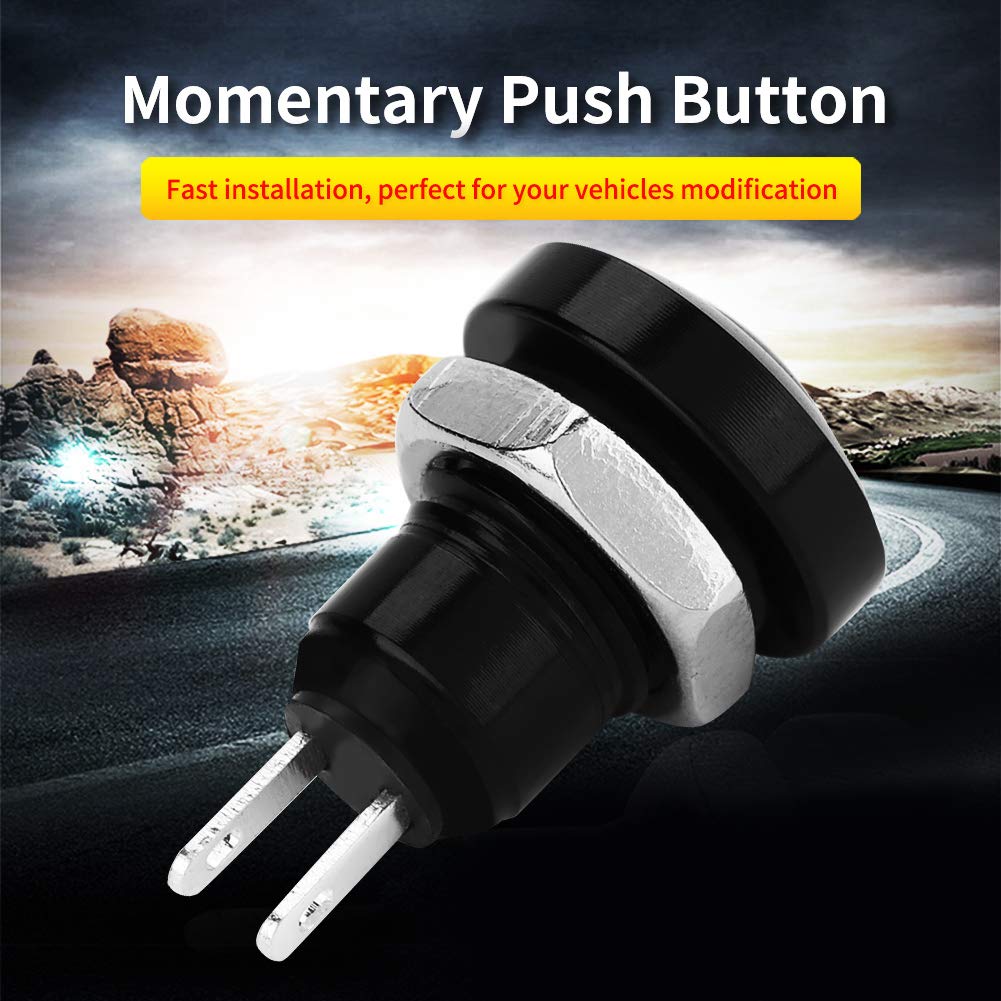 Car Momentary Push Button Swicth 1A 24V 8mm Mini Push Button Power Switch Zinc-Aluminium Alloy Shell for 8mm Mounting Hole(Black)