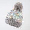 New sequined wool hat autumn and winter shiny beads keep warm removable hairball knitted hat women