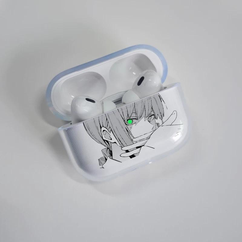 Cool Chainsaw Makima Japan Anime Case Soft silicone TPU Case For AirPods4 Pro 1 2 3 Clear Transparent Bluetooth Earphone Case