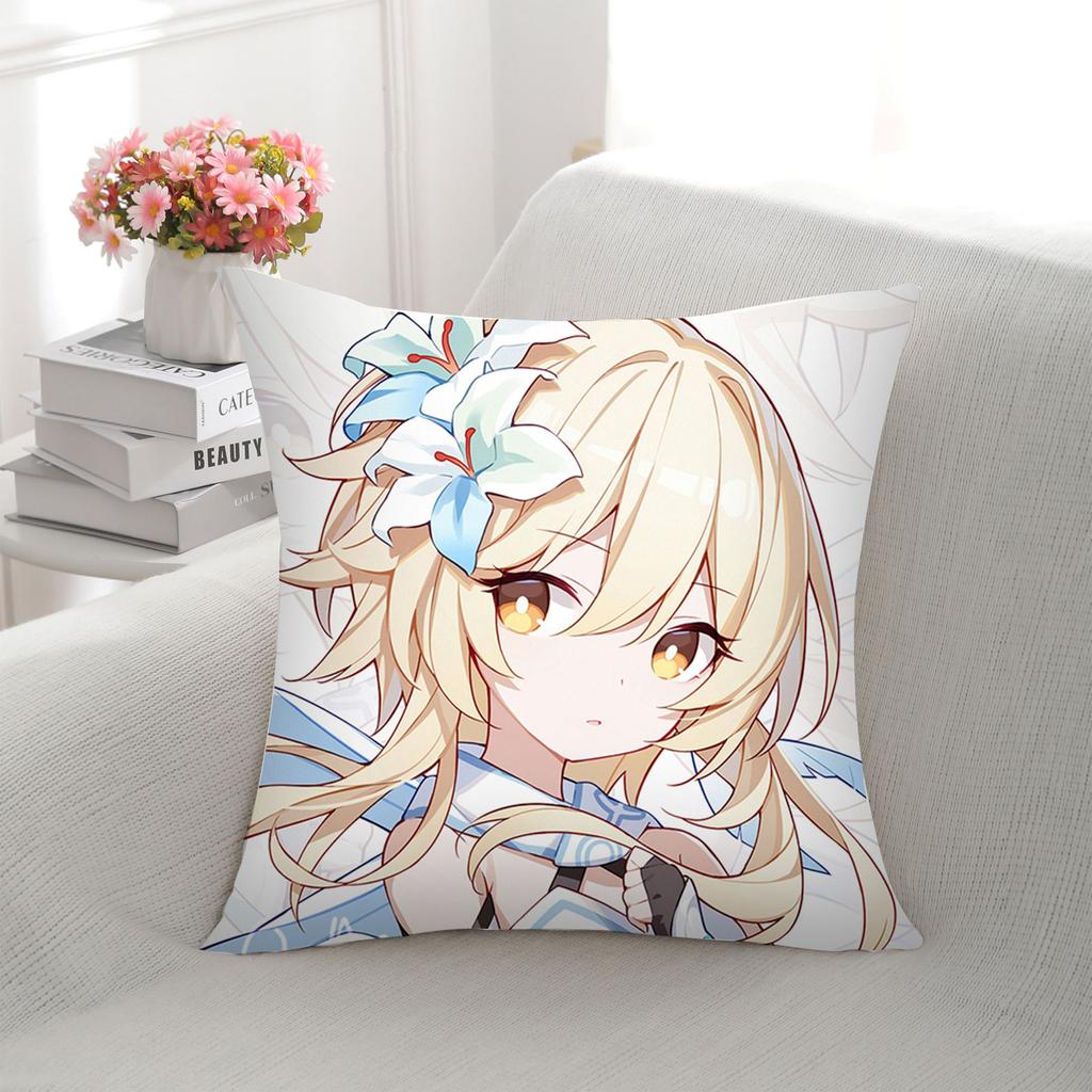 Simple Genshin Impact Printed Plush Pillow Home Cartoon Animation Two-dimensional Backrest Sofa Bedroom Home