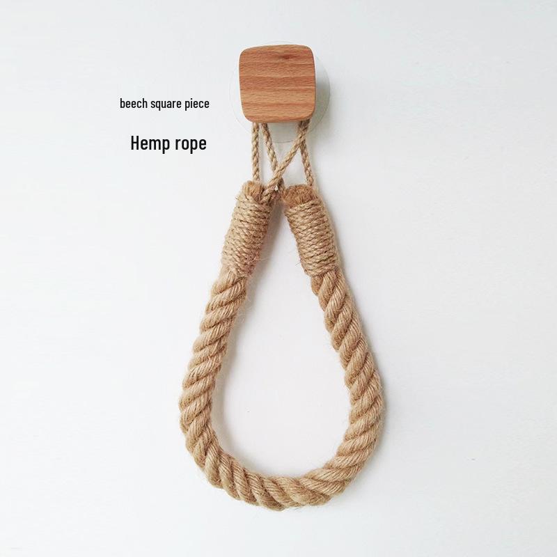 Hemp Rope & Wood Toilet Paper and Towel Holder