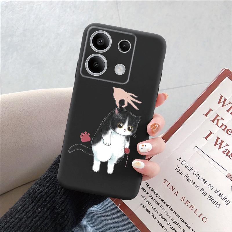 Funny Cat Patterned Soft Black Silicone Phone Case For Samsung Galaxy A55 A54 A34 A15 S24 Xiaomi Redmi Note 13 Pro Camera Shockproof Protective Cover
