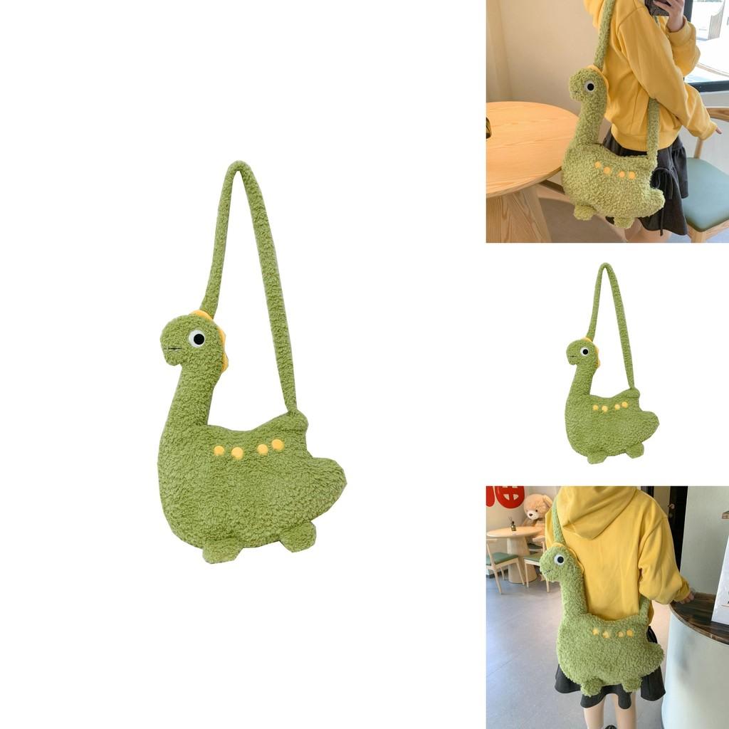 Bolsa de Ombro de Pelúcia de Dinossauro para Crianças Uso Casual com Material de Poliéster e Design Macio