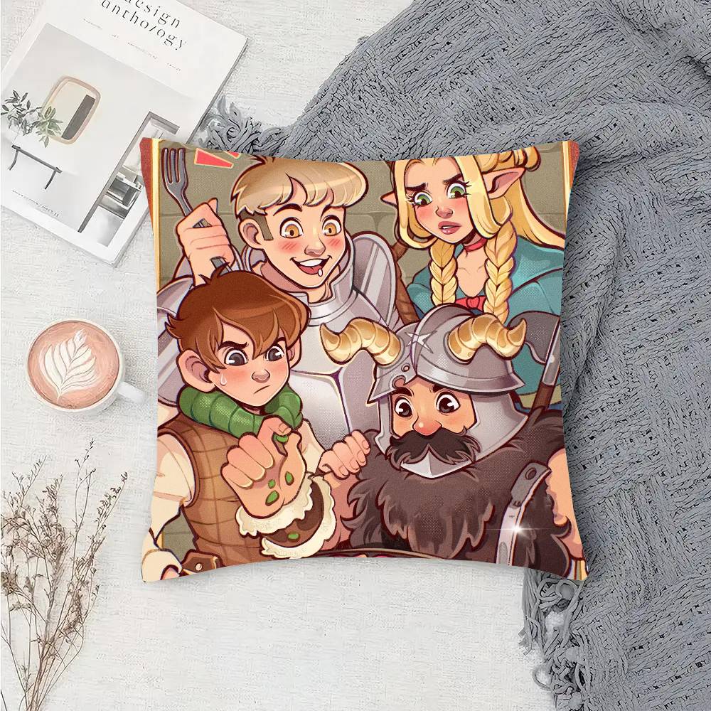 DDelicious In DDungeon Cartoon Animation Pillow Case Fashion Square Pillowcase Bedroom Sofa Room Ins Decoration Leisure