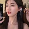 Retro Diamond-Set Fringed Flower Earrings, High-End Earbone Clips, Niche Design Earrings, Earclips, No Ear Piercings, Women
