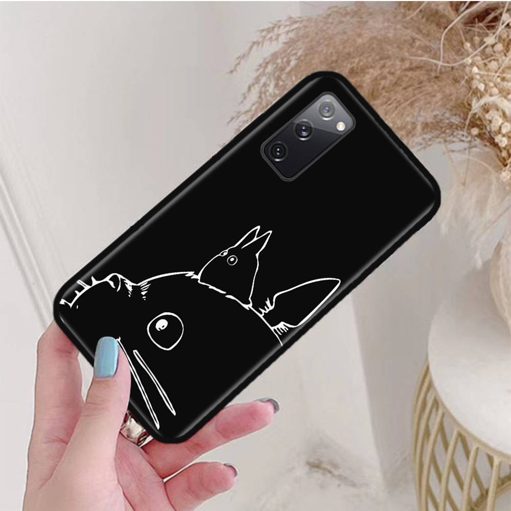 Black Case for OPPO Reno 8 6 5 4 Pro Plus Find X3 A17 A3 A31 A38 A40 A53 A54 A55 A74 A76 A78 A77 A80 A94 A95 A96 Lite W-63 Cut Totoro