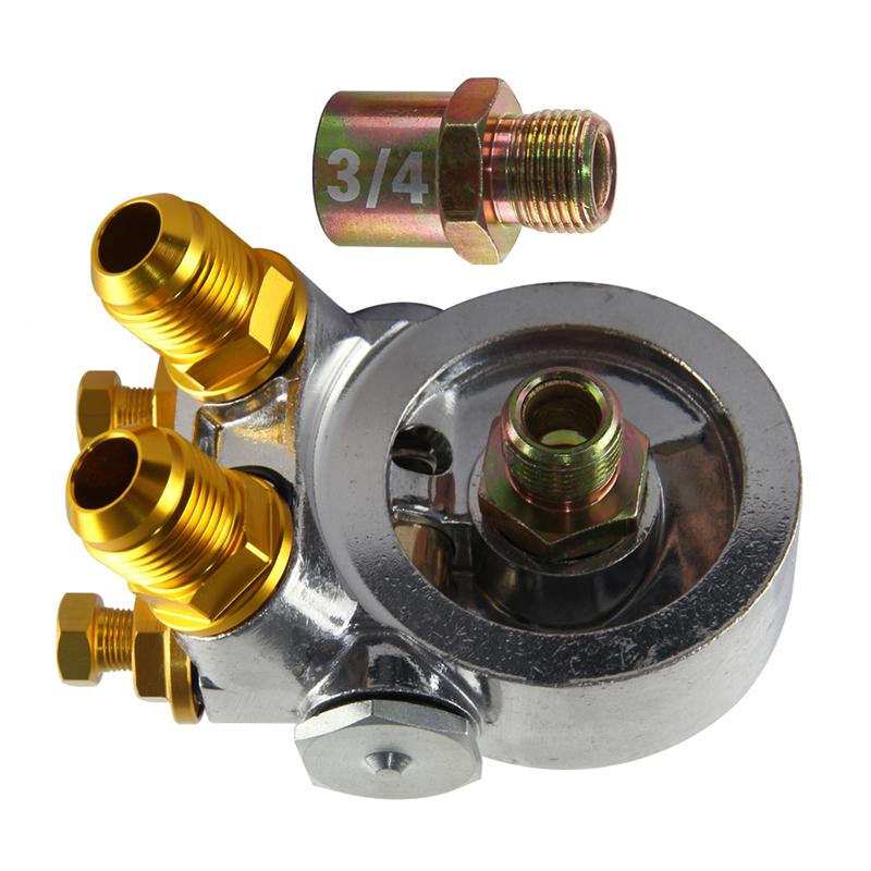 AN10 Oil Filter Universal Cooler Sandwich Plate  Block Adapter Thermostat 3/4" -16UNF & M20*1.5 And 1/8"NPT Aluminum Silver