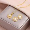New Fashion Gold Plated Necklaces Earrings Sets For Women Female Trendy Party Jewelry Girls Daily Wear Neck Chain Earrings