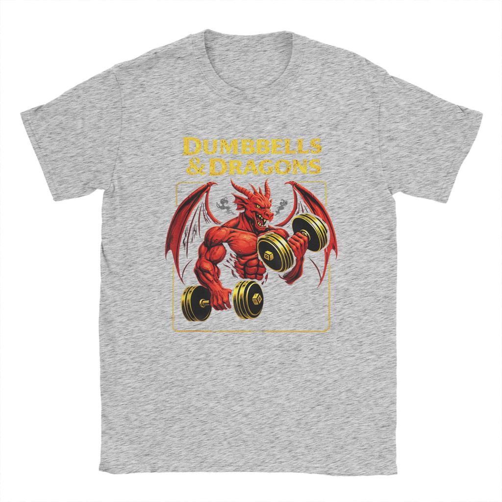 Dumbbells and Dragons Fitnessstudio T-Shirt für Unisex Lässiges Baumwoll-T-Shirt Geschenkidee Unisex Kleidung Damen Kleidung Sommer Neues T-Shirt