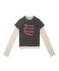 CARGOBROS FOR WOMAN Dot See-Through Long Sleeve Layered Casual Short Sleeve Tee Set (Ivory/Charcoal)