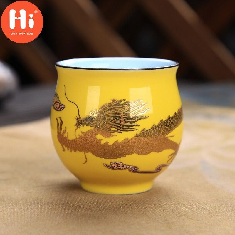 Hi Keramický kreativní čínský tradiční vzor královského draka Dvojitá stěna šálek na čaj Procelánové šálky na čaj Retro miska na čaj Kung Fu Nádobí