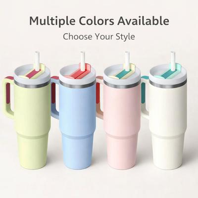 Insulated Tumbler with Handle and Straw Lid, 40oz Large Capacity Travel Mug, Stainless Steel Vacuum Cup for Cold Drinks