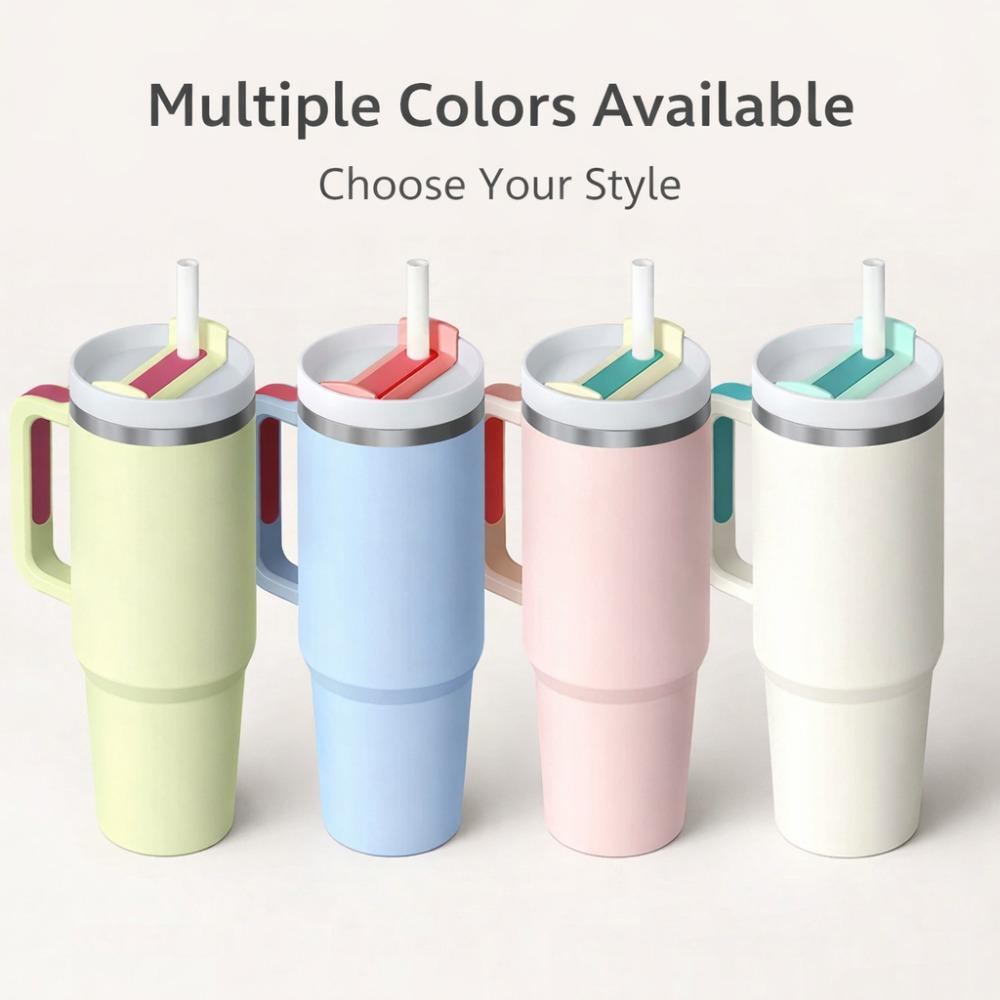 Insulated Tumbler with Handle and Straw Lid, 40oz Large Capacity Travel Mug, Stainless Steel Vacuum Cup for Cold Drinks